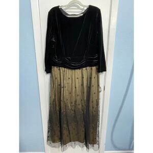 Coldwater Creek Formal Dress Size 20W Black Velvet Floral Lace Beaded Sequin